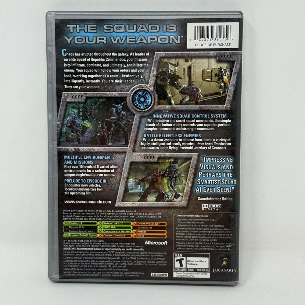 Star Wars Republic Commando Xbox Platinum Hits CIB Complete with Manual 2005